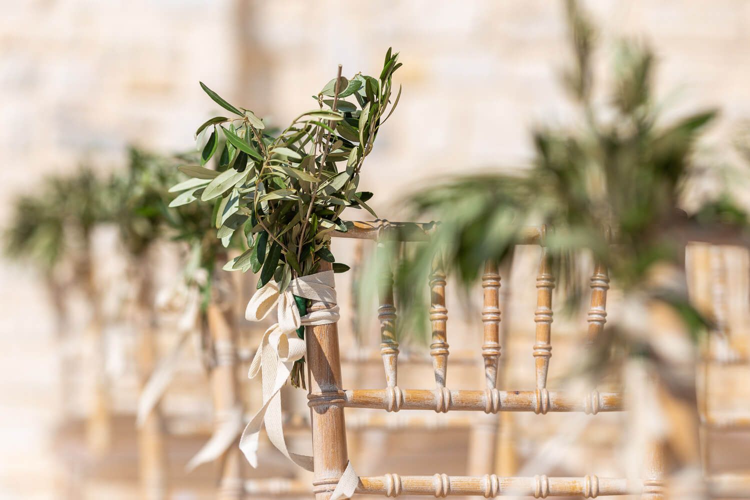 Floral Chuppah setup for Jewish wedding at Villa Aethra Paros