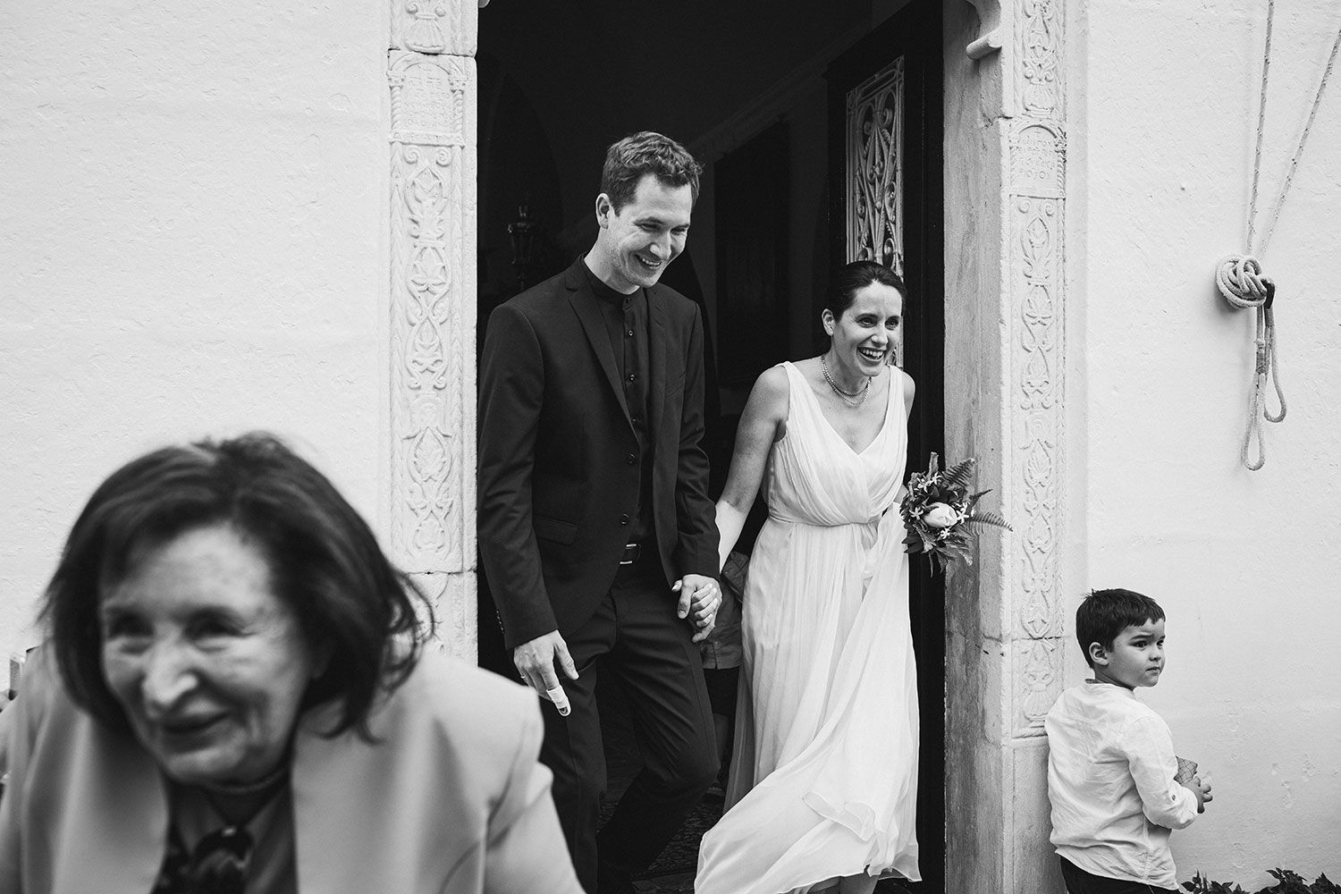 Rice throwing after wedding ceremony in Amorgos