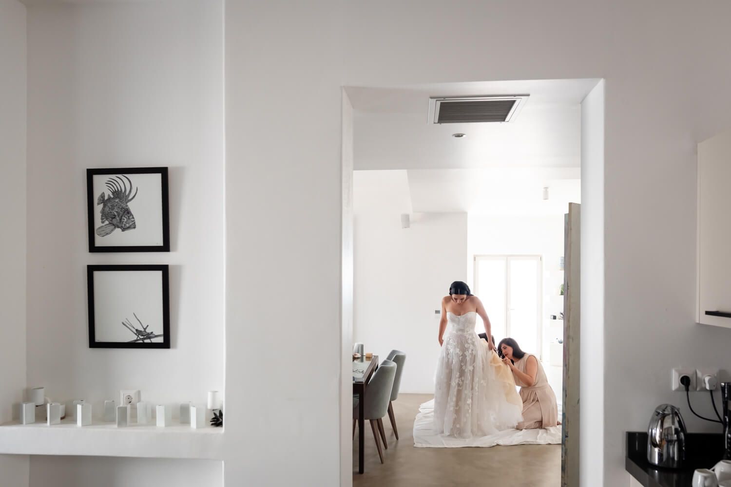 Stephanie getting ready for her grand symbolic wedding in Paros