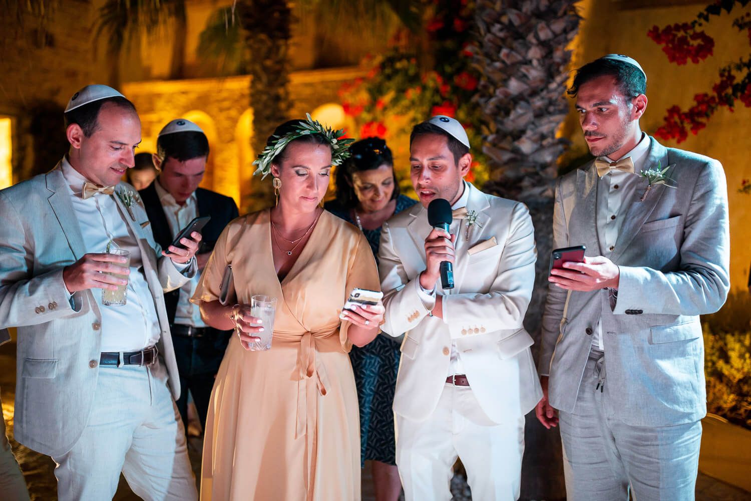 speache4s from guests during wedding reception at villa Aethra in Paros Greece