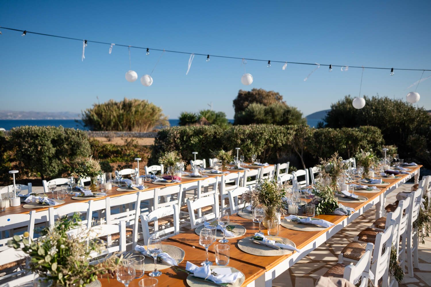 Beautiful outdoor reception tables decorated for a destination wedding