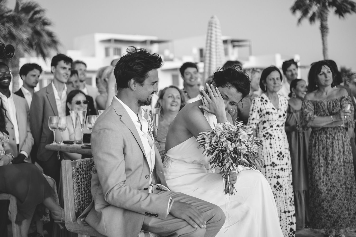 Emotional black and white wedding photography