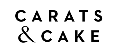 Carats and Cake wedding planning platform logo in black serif font on white background.