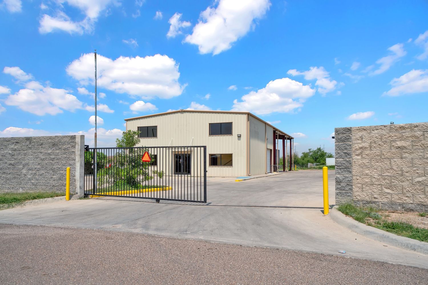 Warehouse exterior captured for commercial real estate listing