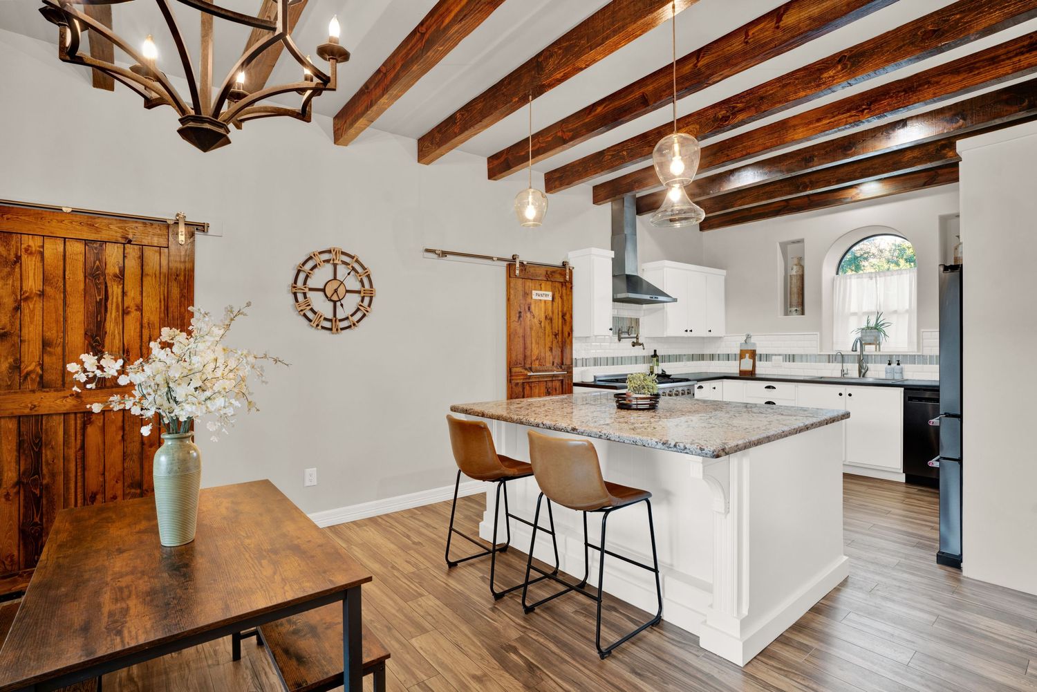 Modern kitchen with island in Laredo, TX home