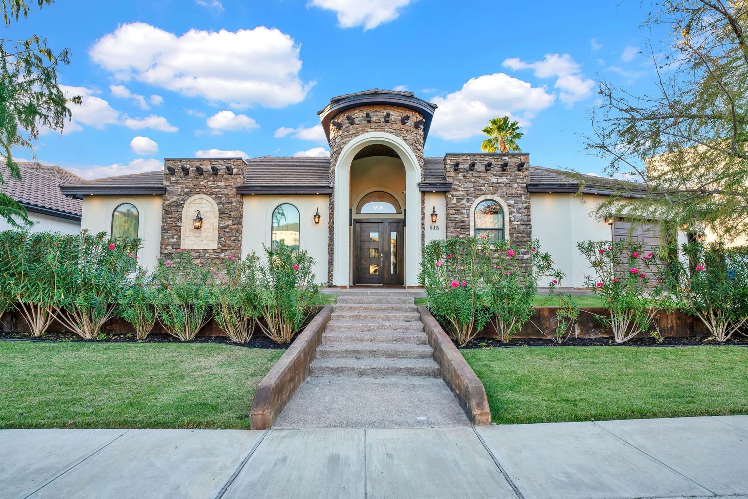 Curb appeal of a home photographed for real estate marketing