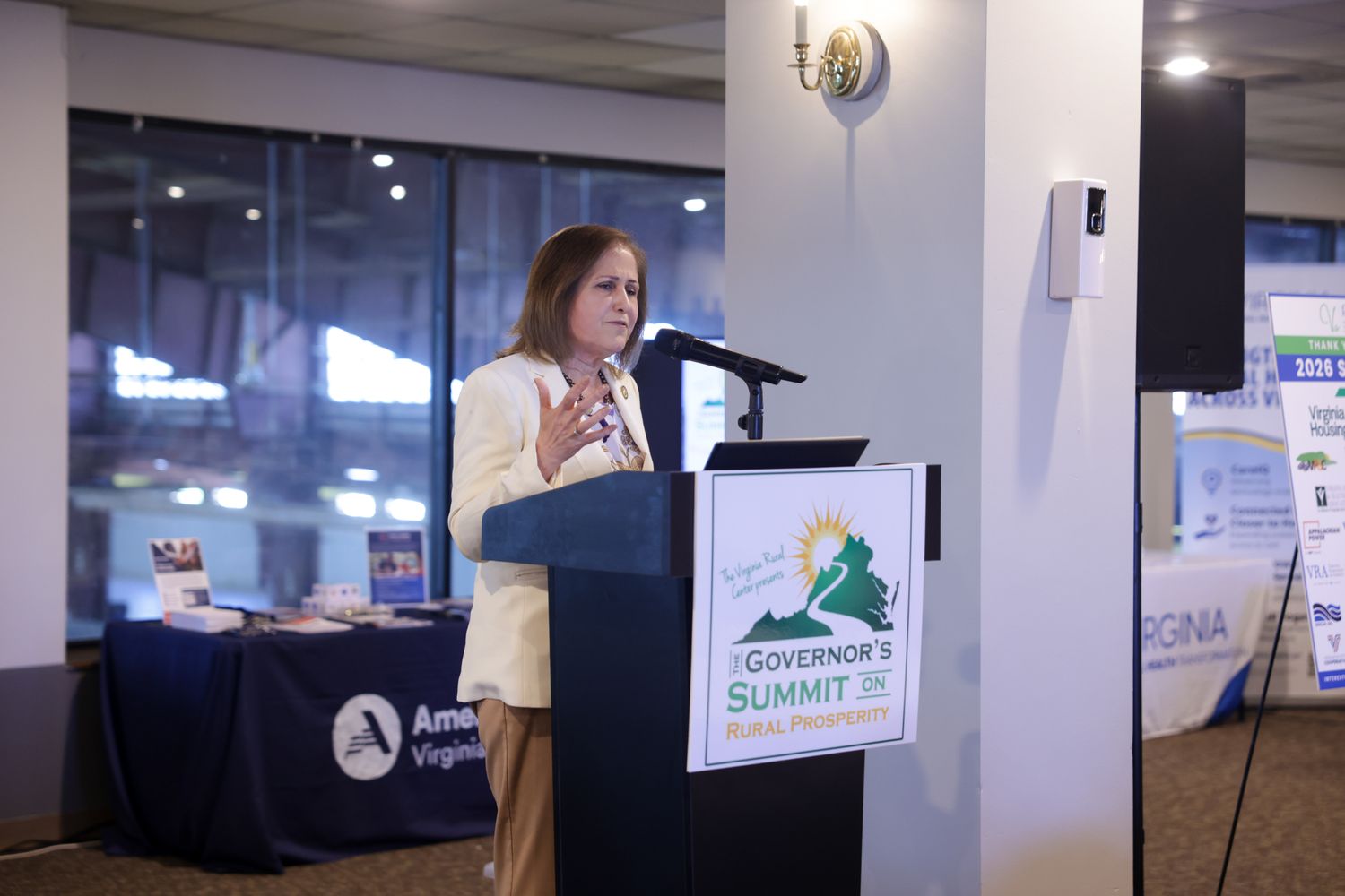 A speaker addressing attendees at the 2026 Governor’s Summit on Rural Prosperity in Lexington, Virginia.