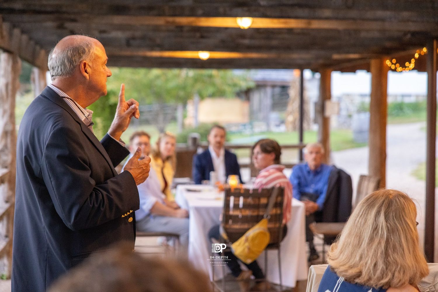 Delegate Chris Runion addressing guests at the VRLI alumni reception at Burner Barn on October 1, 2026.