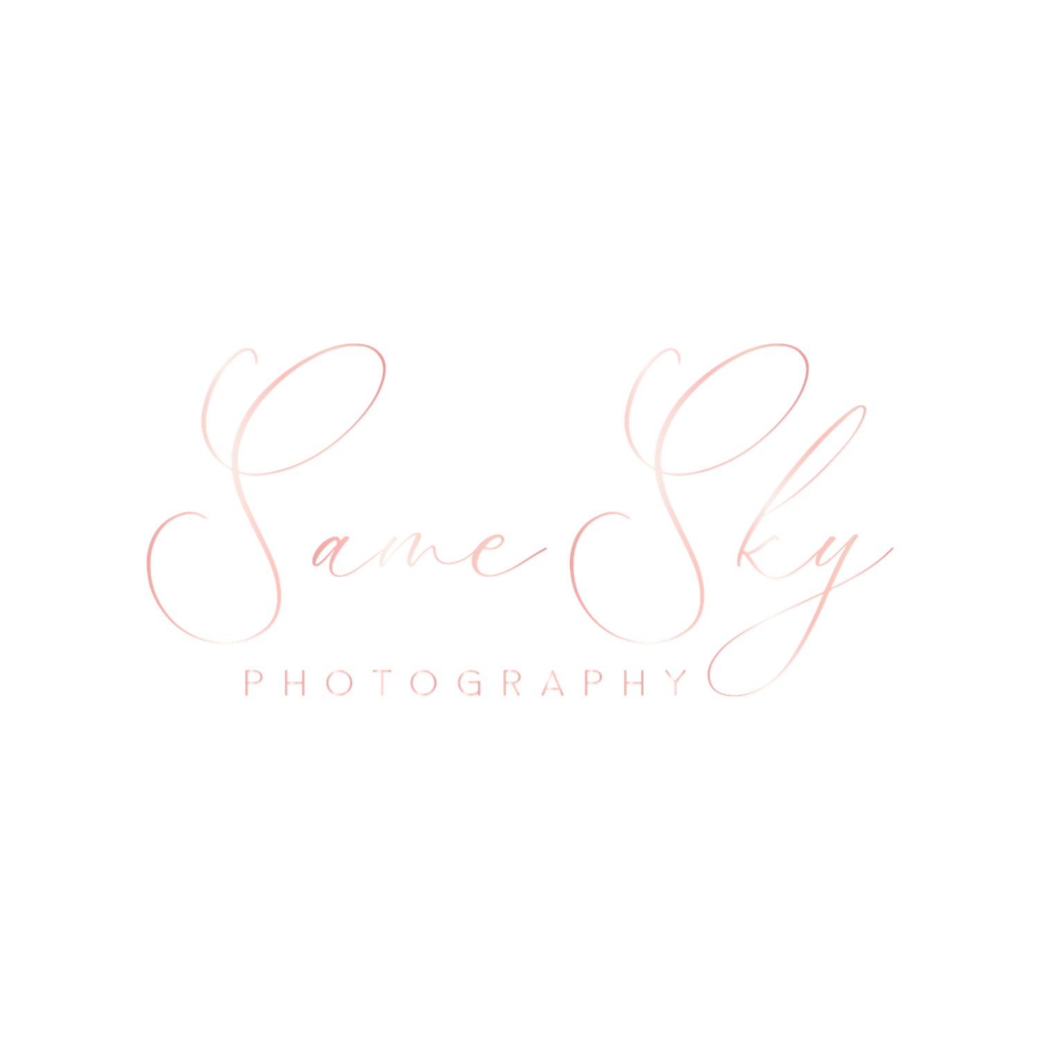 Same Sky Photography elegant pink script calligraphy logo on white background.