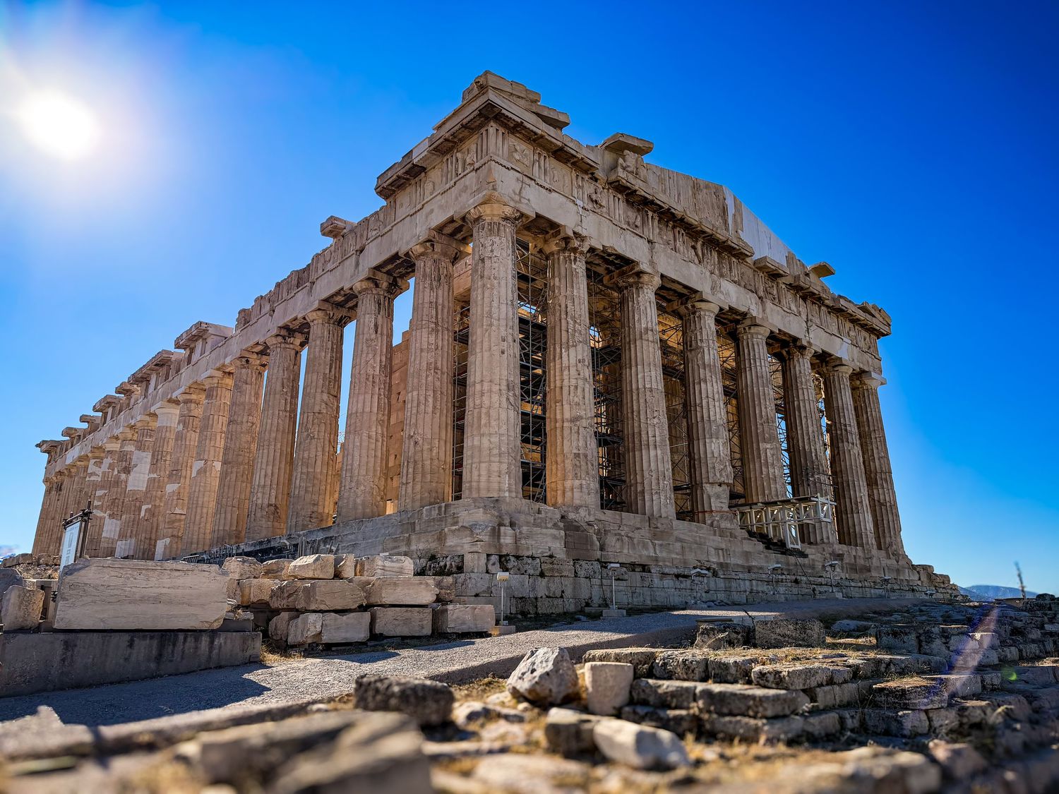 The Parthenon atop the Acropolis in Athens, Greece