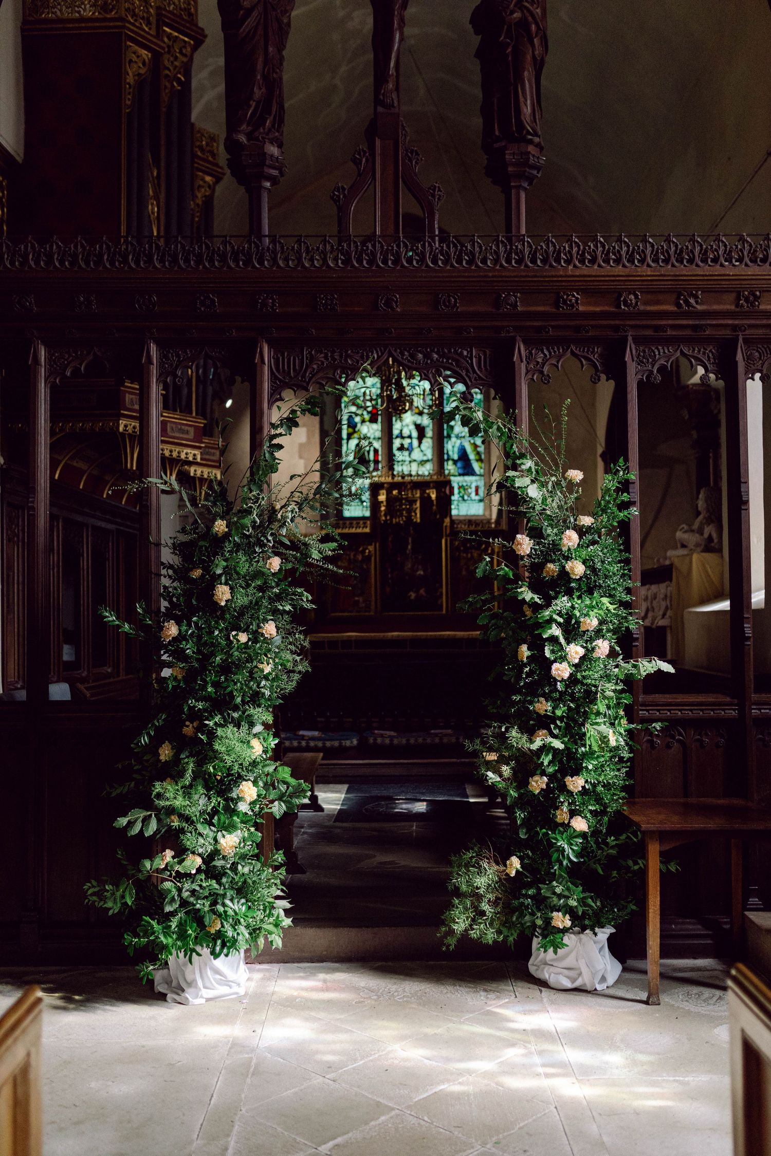 Church wedding floral arch