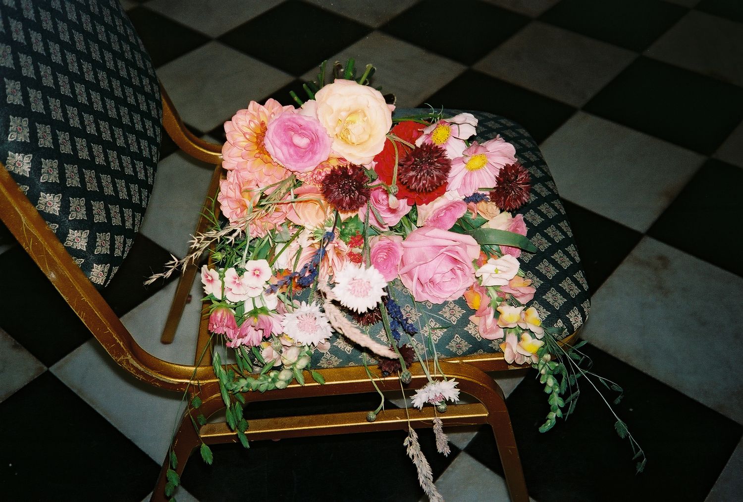 Bridal flowers at Stockport Town Hall wedding on 35mm film