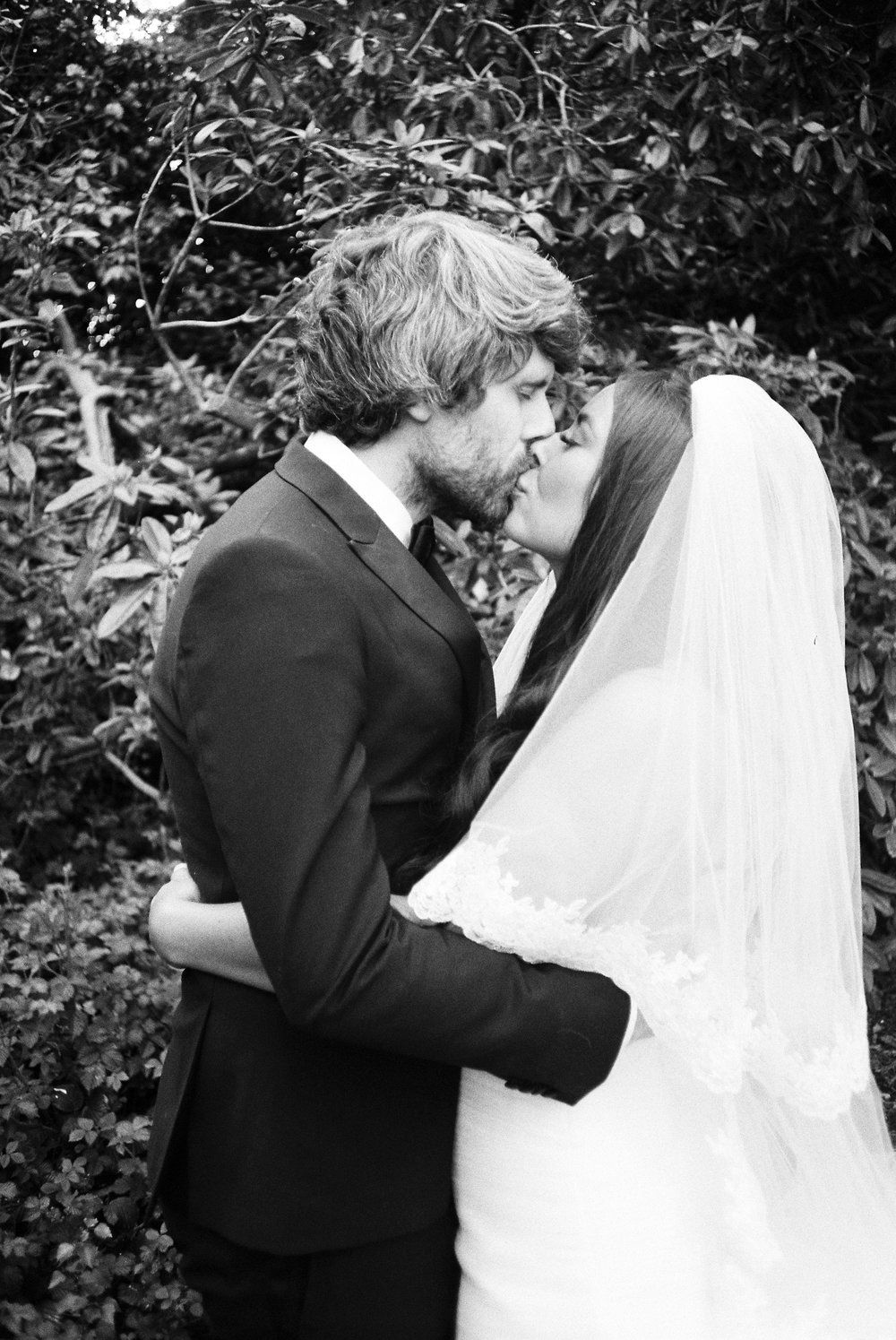 35mm analogue film photo of a bride and groom at Iscoyd Park wedding