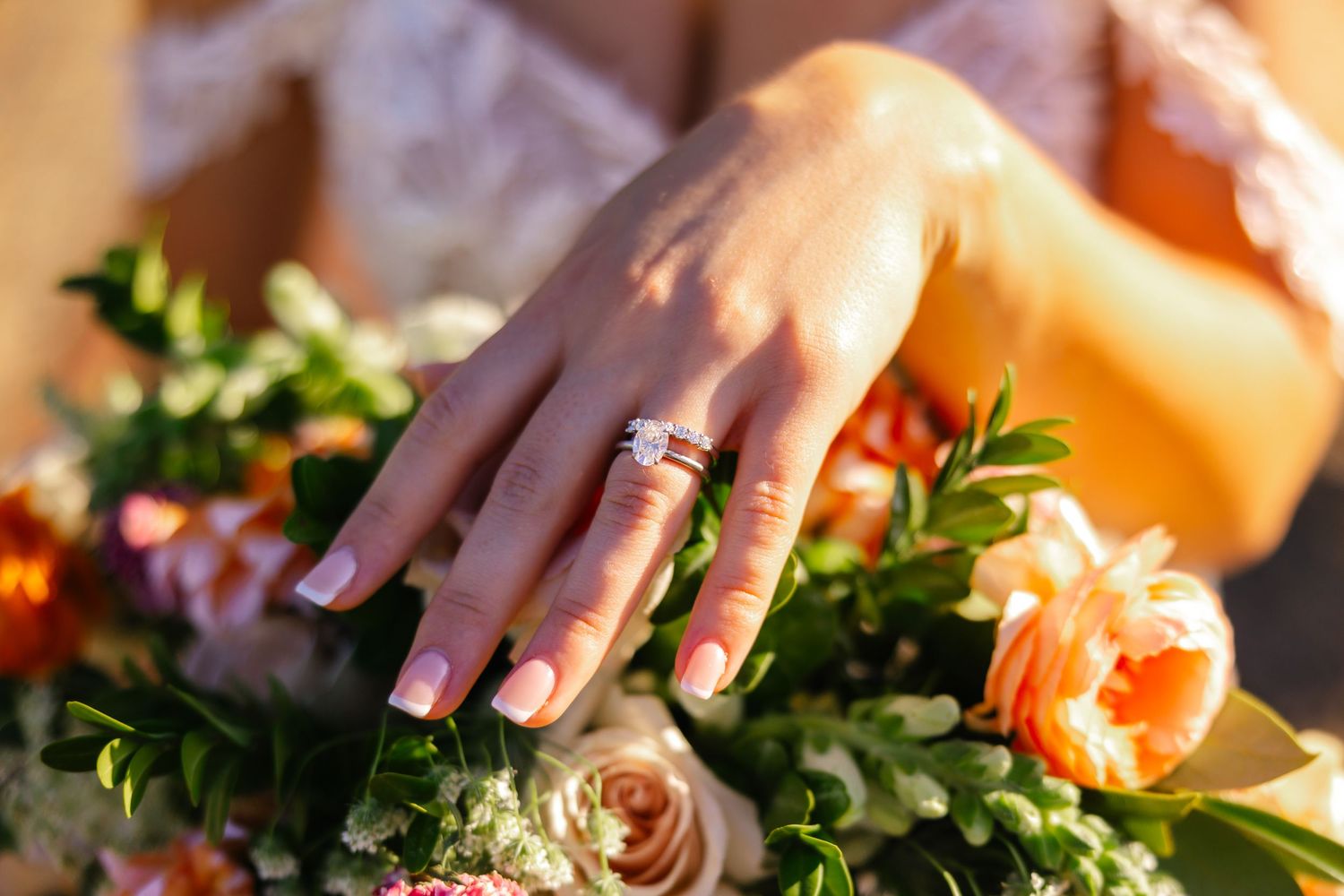 Wedding ring in warm lighting.