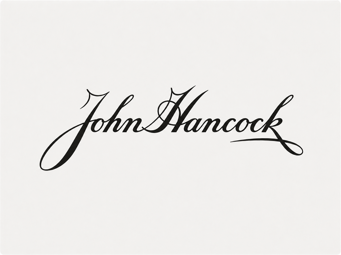 John Hancock cursive signature logo in elegant black script on a light gray background.