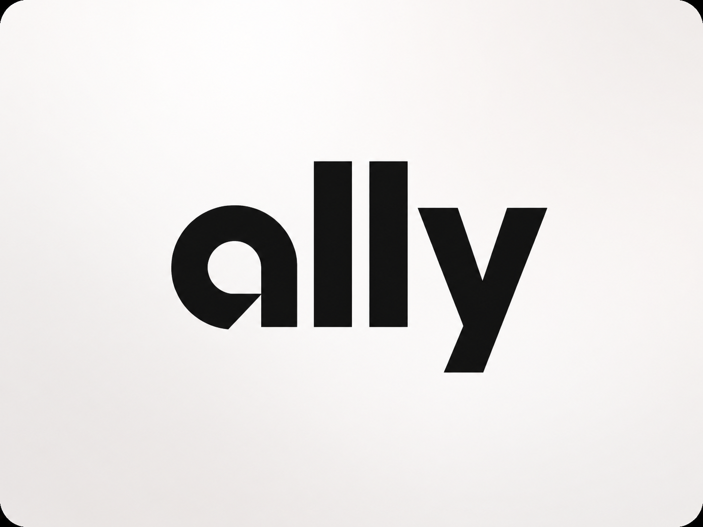 Ally Financial logo displayed in bold black lowercase letters on a light gray background.