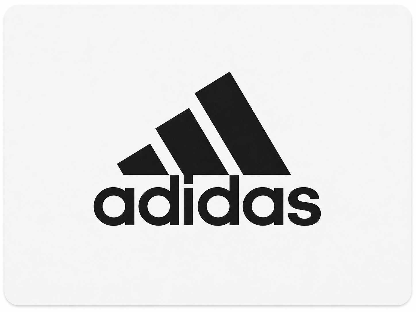 Adidas logo featuring three black diagonal stripes above the iconic lowercase adidas wordmark on white background.