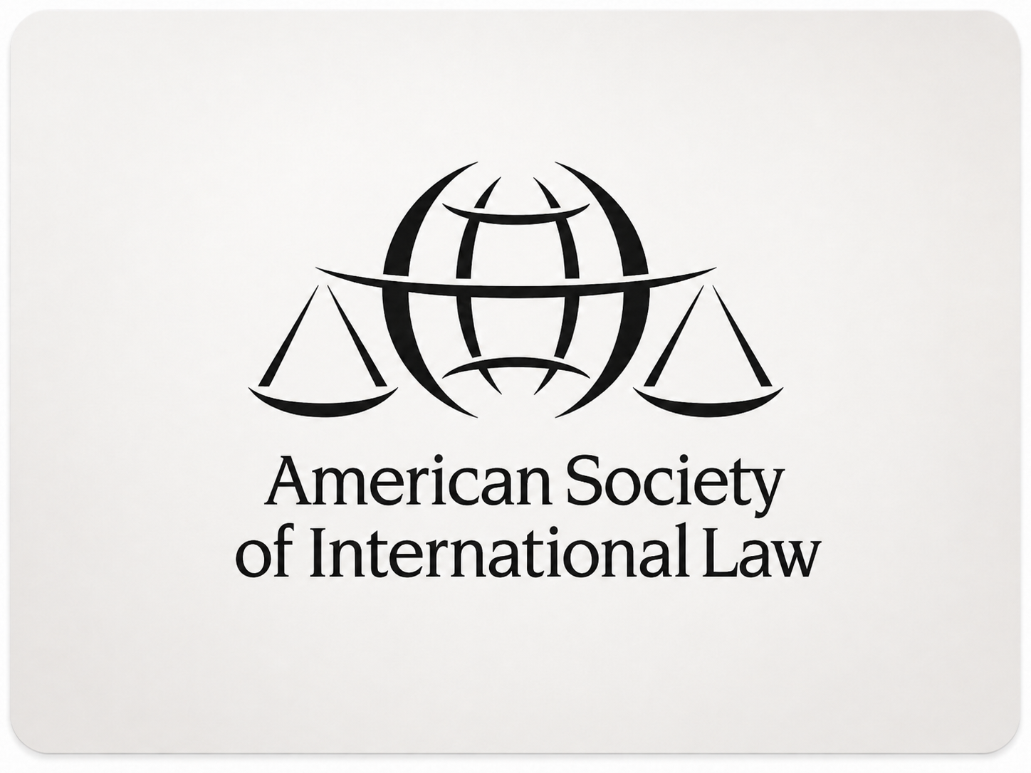 American Society of International Law logo with globe and scales of justice symbol.