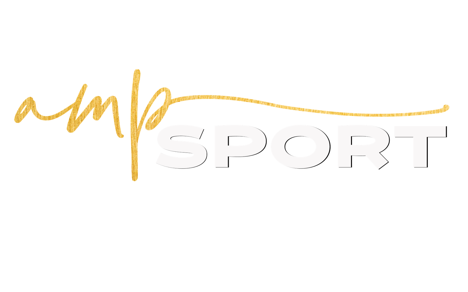 Stylish gold and gray amp sport logo design with elegant cursive lettering and clean typography.