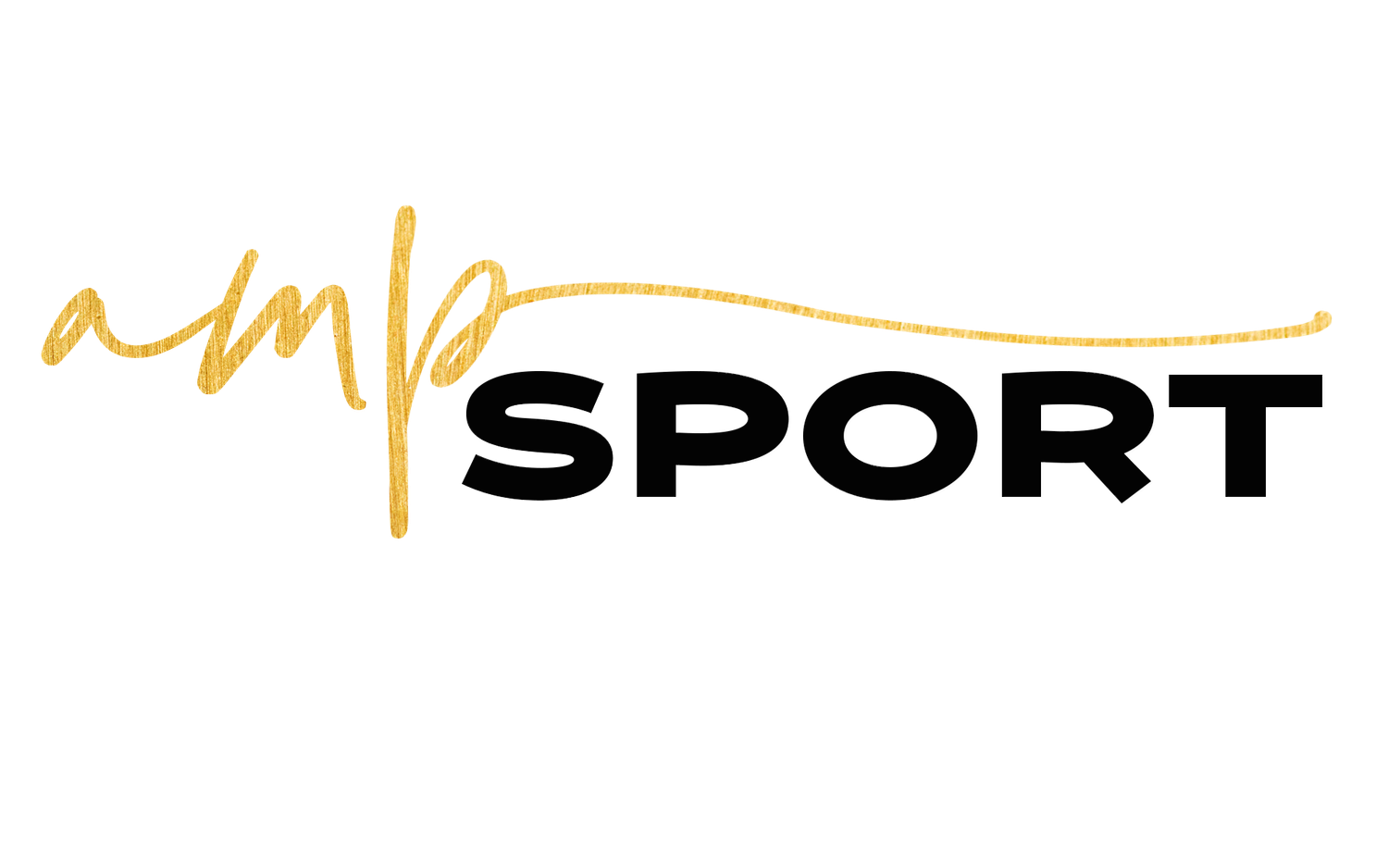 A black and gold Sport logo design with elegant cursive lettering and bold typography.