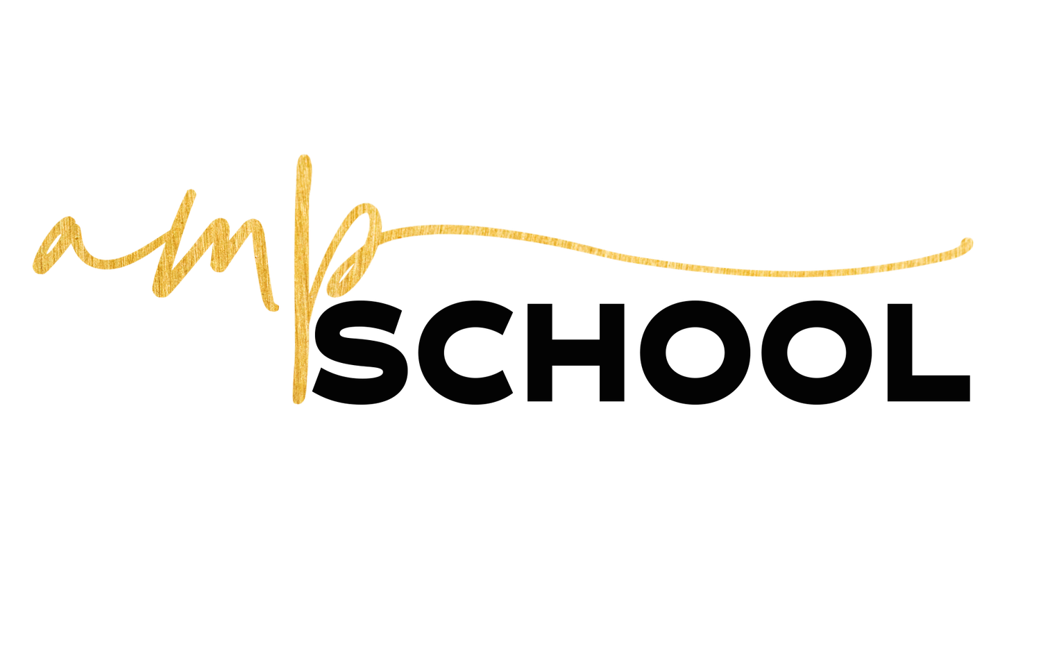 A yellow and black school logo design with handwritten text elements and modern typography.