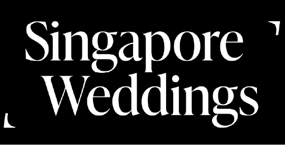 Singapore Weddings logo in bold white serif typography on a black background.