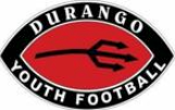 A row of red and black sports team logos featuring the Durango name and various mascot designs.