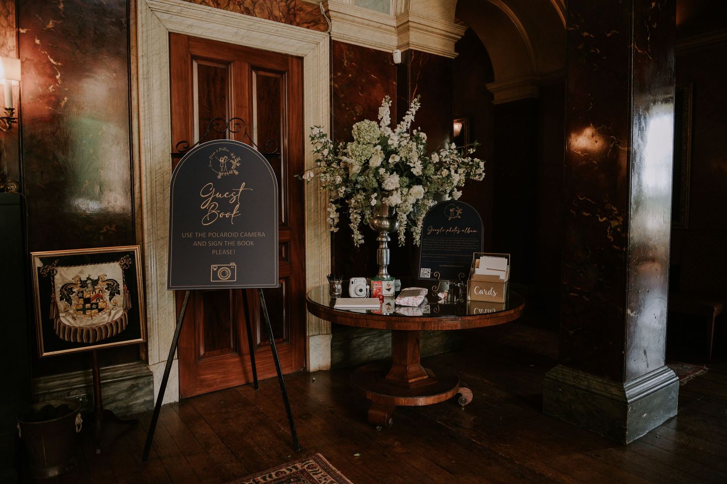 Moody interior venue with dark rustic elements features vintage decor and soft ambient lighting for an intimate atmosphere.