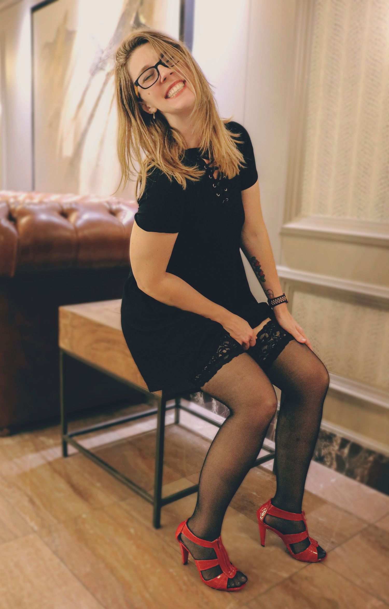 Midwest photographer enjoying her time being the muse at Hotel Leveque, in Columbus, OH.