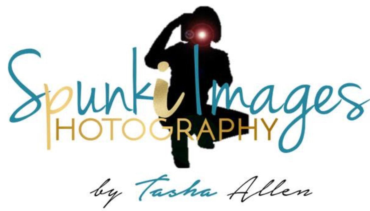 Spunki Images Photography logo with teal and gold text beside a silhouette of a photographer.
