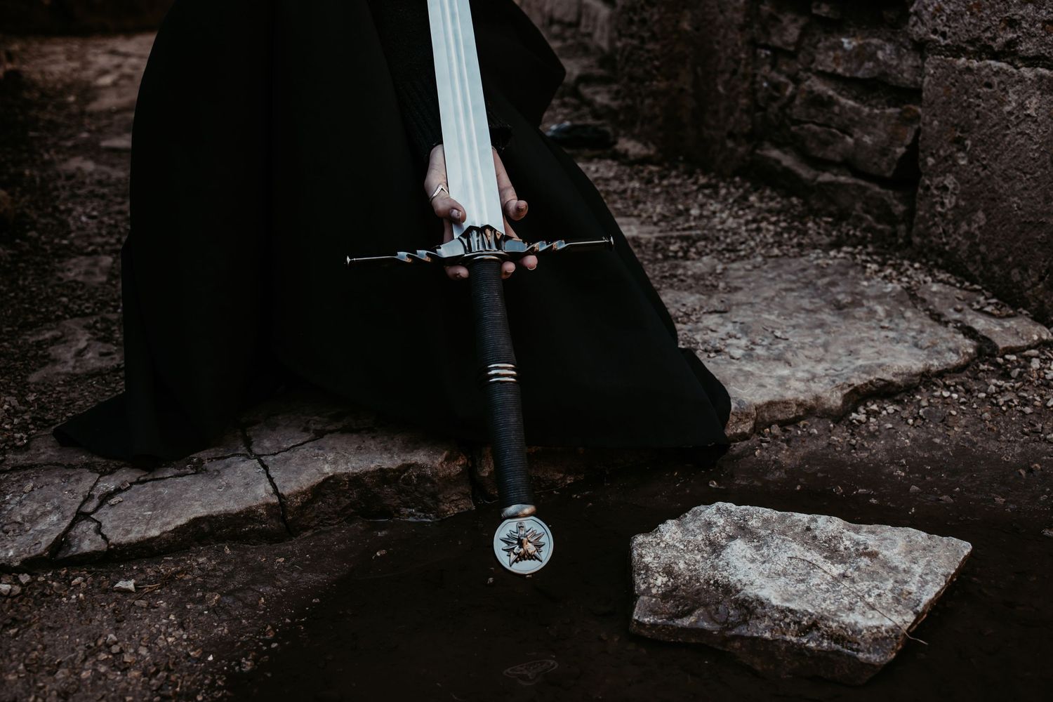 Dramatic stone staircase scene with medieval fantasy styling.