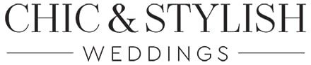 Black text logo design for Chic & Stylish Weddings brand name in elegant typography on white background.