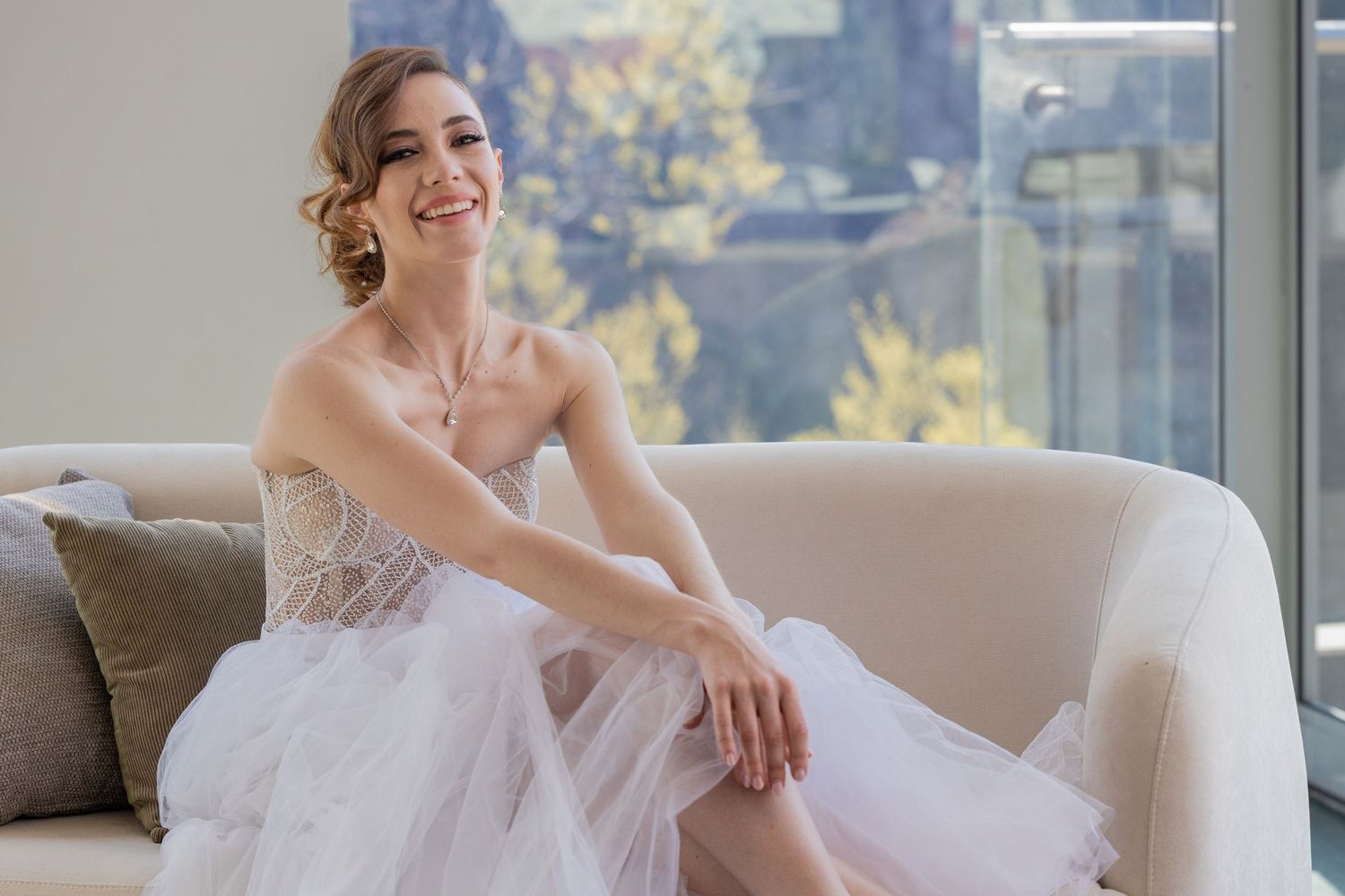 Happy bride waiting for the ceremony