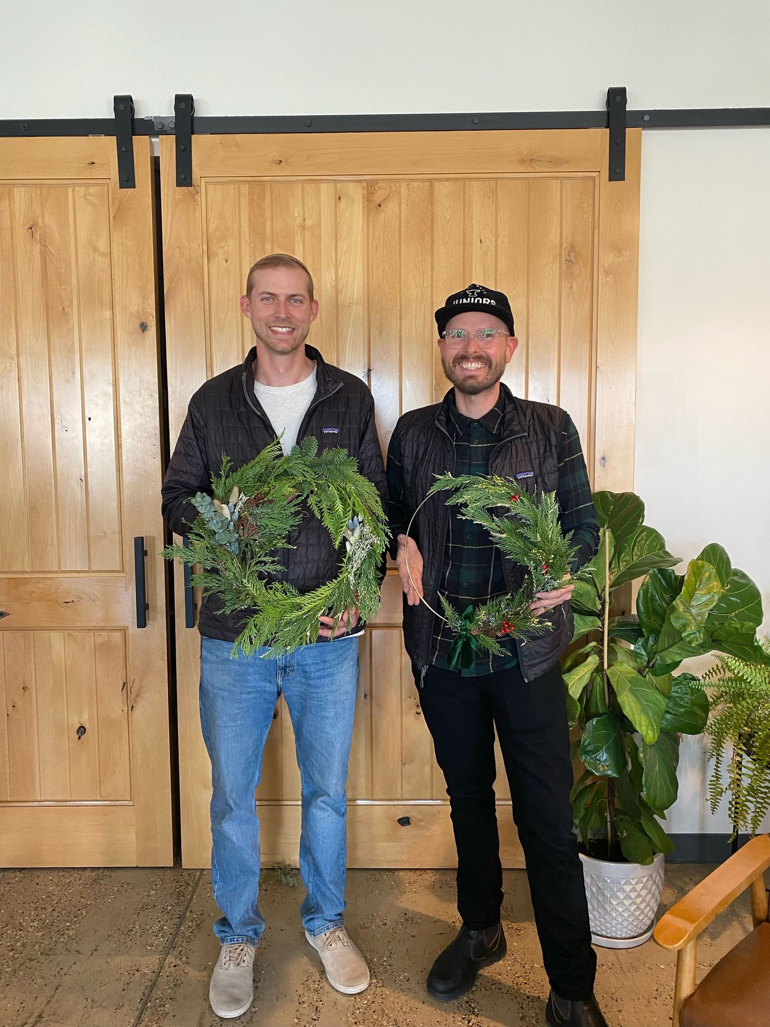 friends find community at a wreath-making workshop floral-making, flower-making workshop in Arroyo Grande San Luis Obispo County California