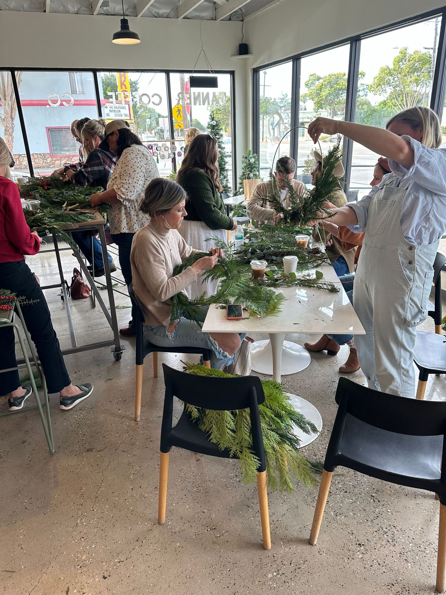 Community workshop for Christmas and the holidays with living greenery floral flower workshop in San Luis Obispo County California