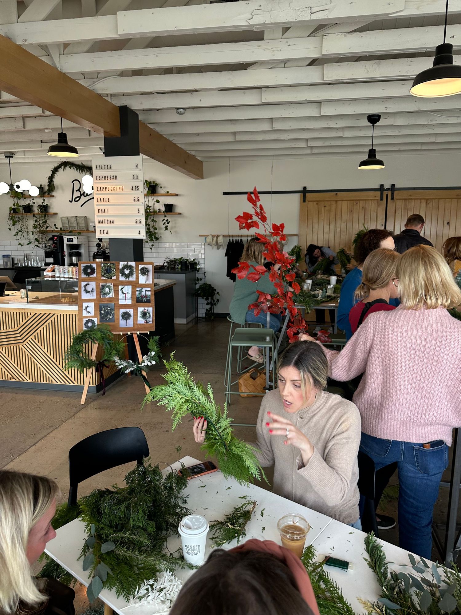 Community workshop for Christmas and the holidays with living greenery floral flower workshop in San Luis Obispo County California