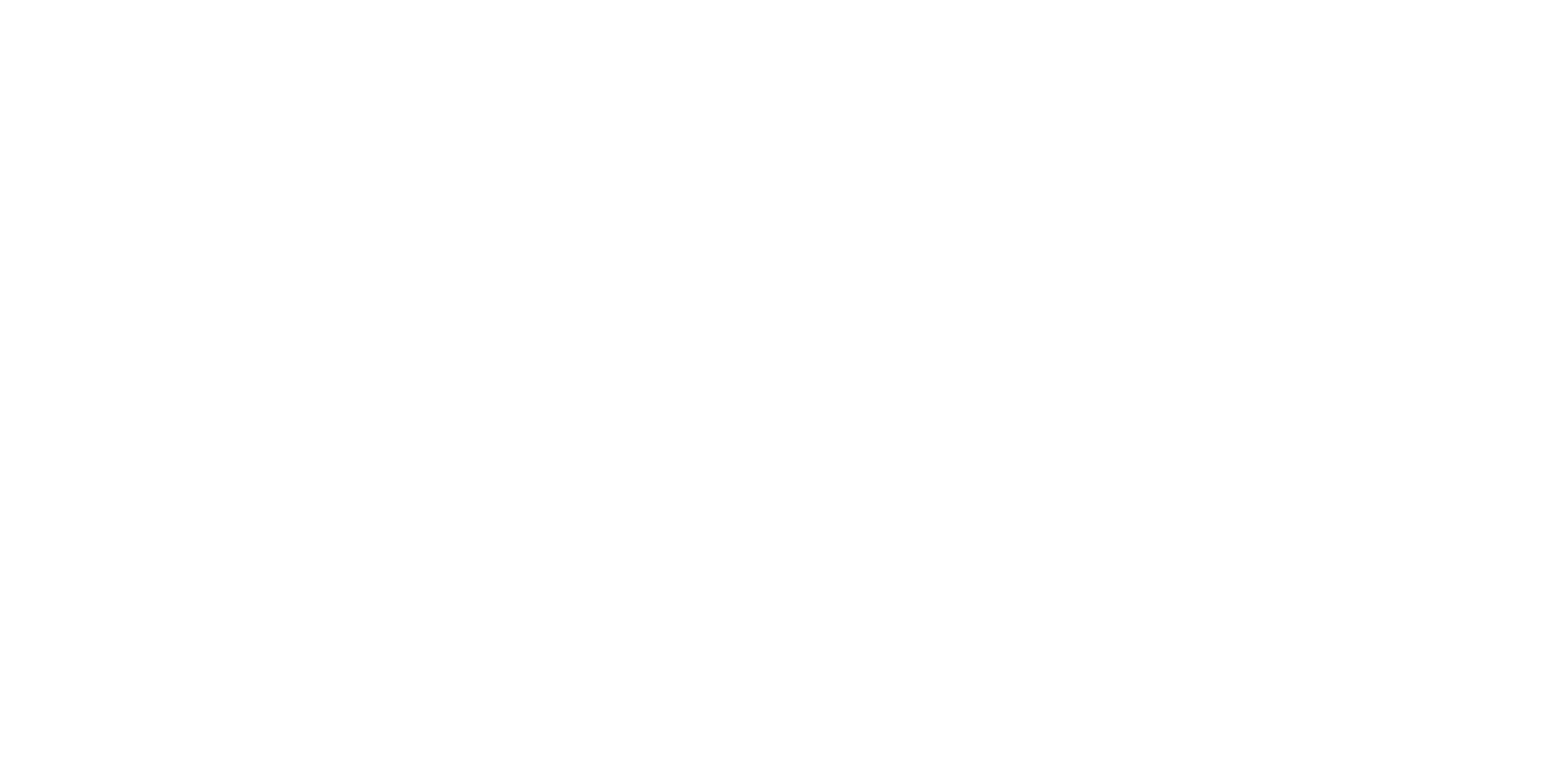 Stylized text showing 'THE PORTRAIT EXPERIENCE' in white against dark background.