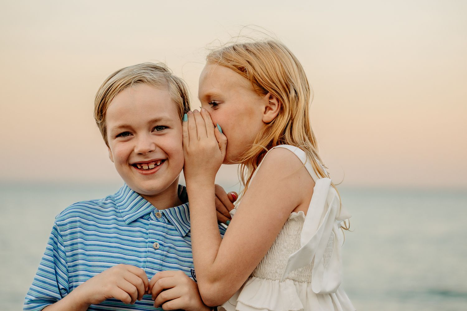 Glencoe beach sibling connection portrait during a family photography session