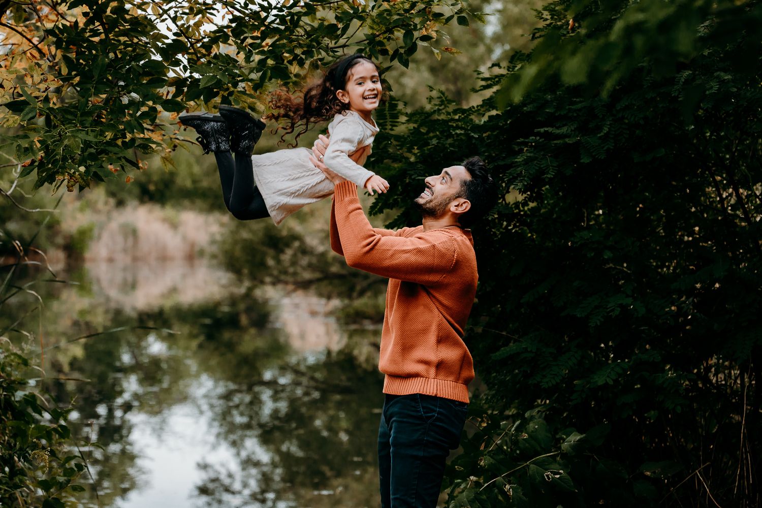 Candid family moments during skokie fall photography session
