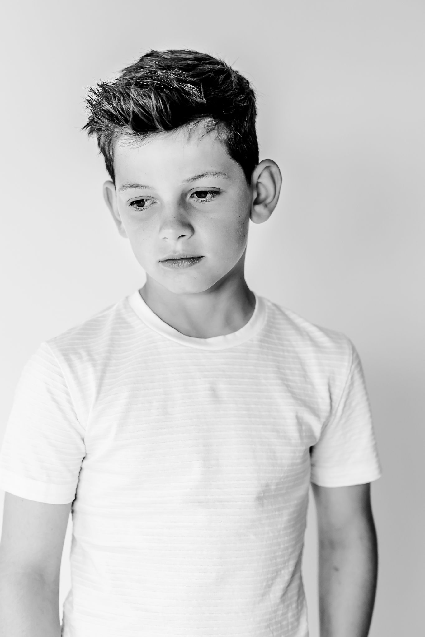 Candid black and white child photography session in Glencoe studio