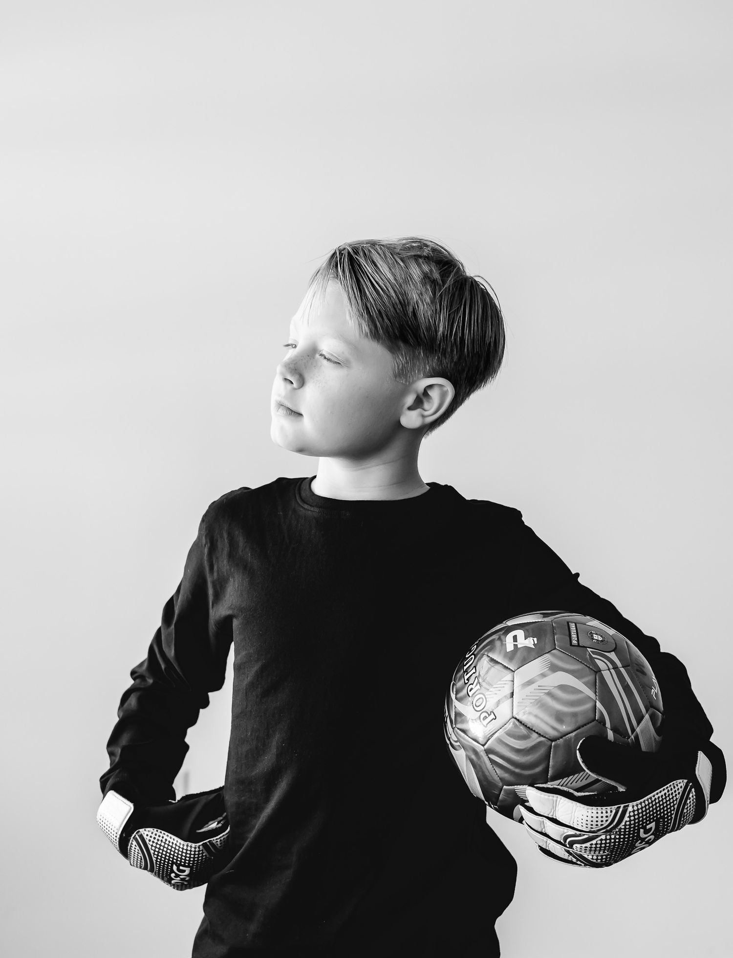 Northbrook kids personality photo with boy holding soccer ball