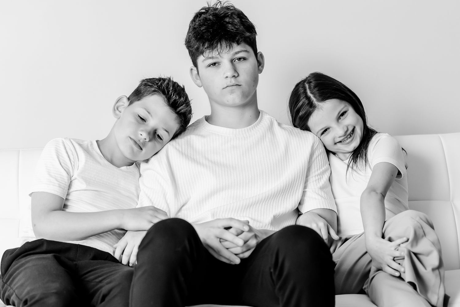 Sibling moment during Skokie kids portrait session