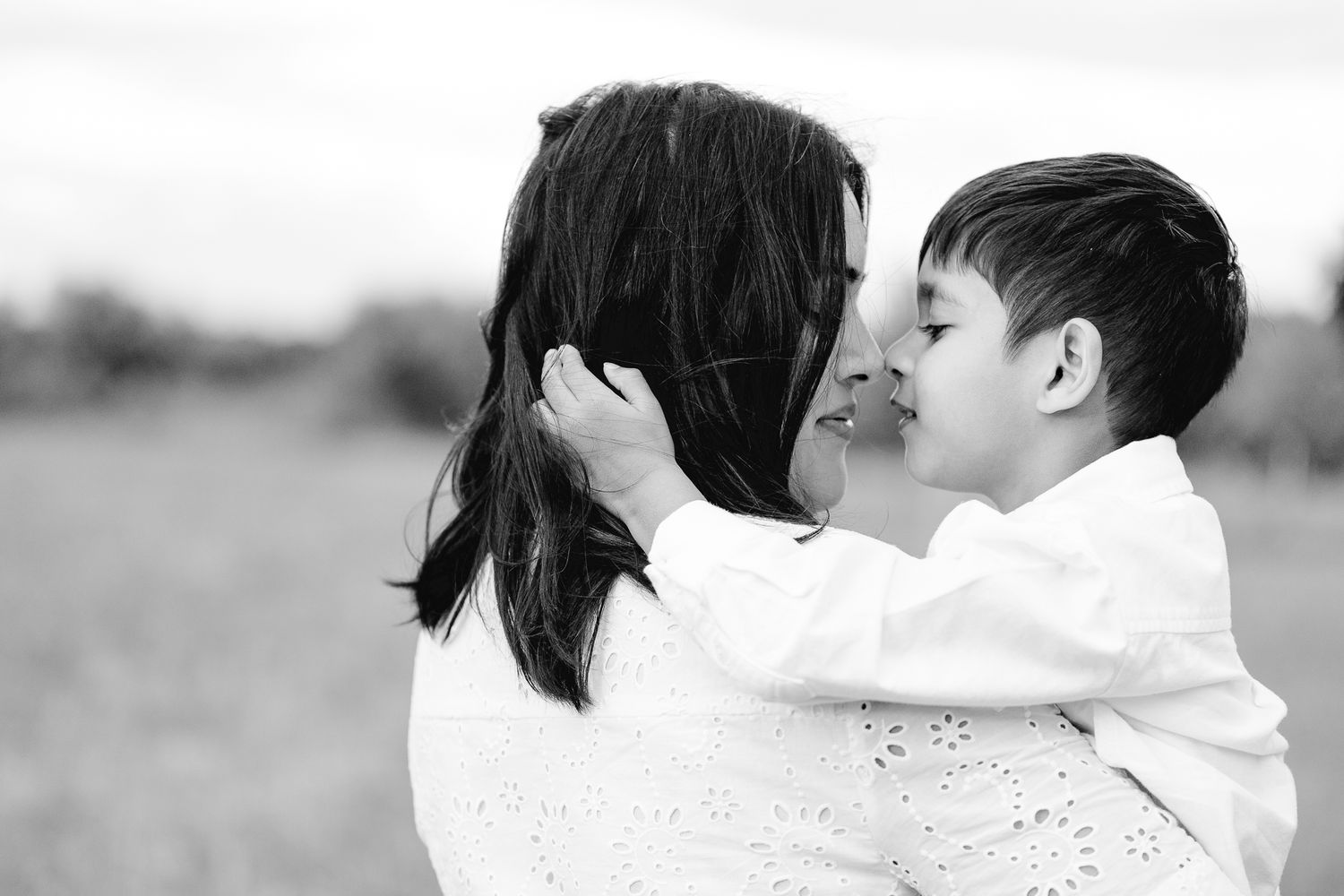 Mom and Son moment in Hanover Forest Park Reserve Fall Family session