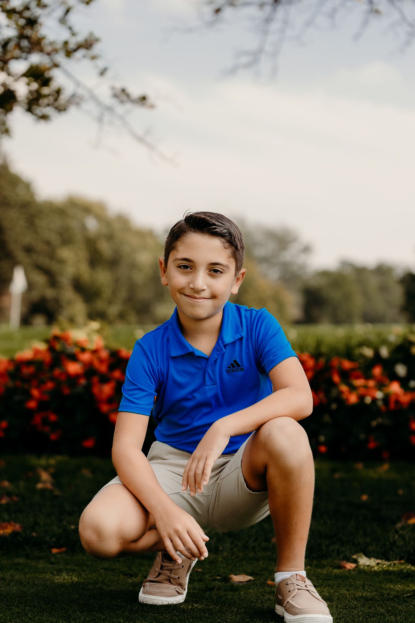 Golf Portrait of Boy at Fall Family Photos in Itasca Illinois