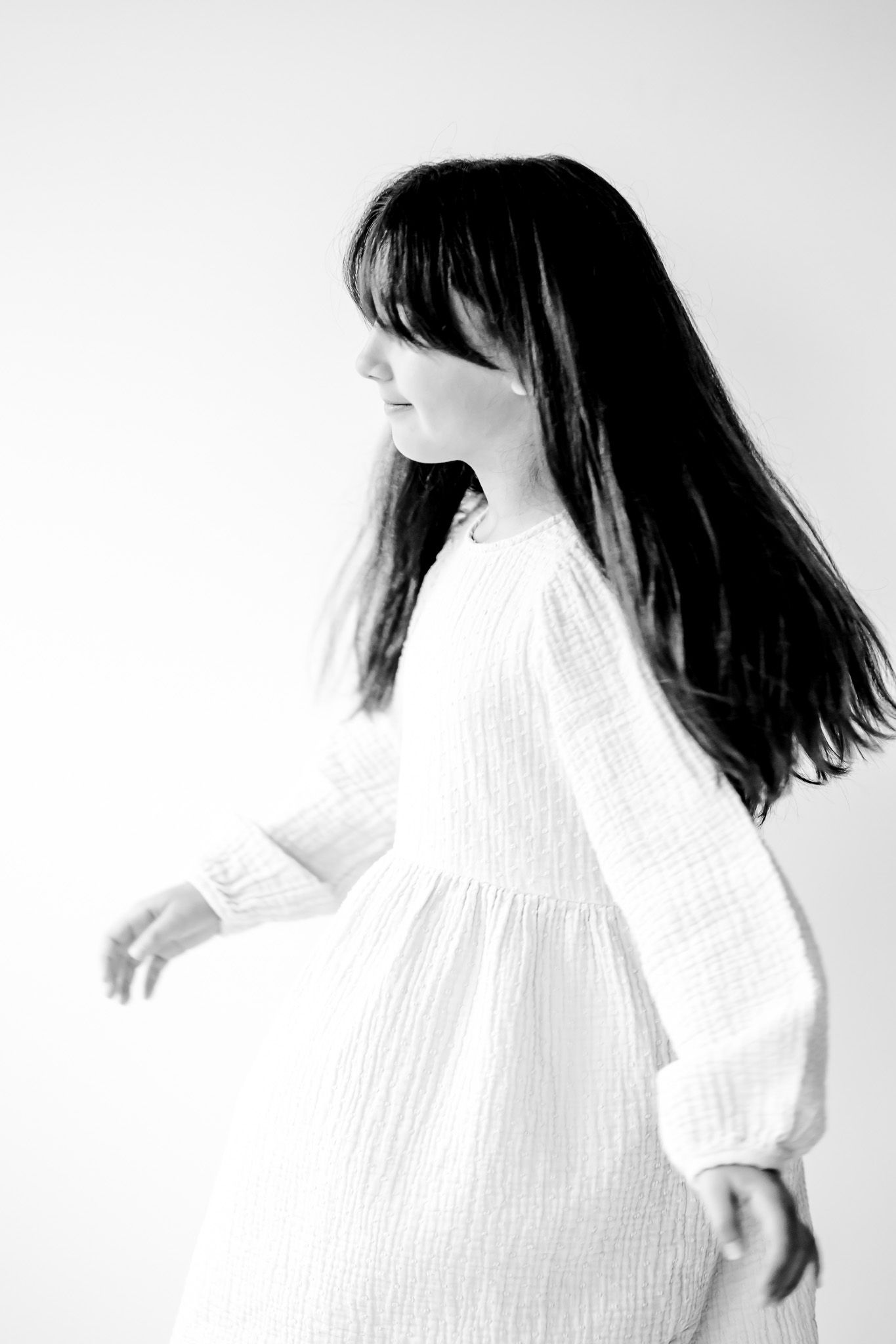Editorial walking kids portrait black and white Chicago