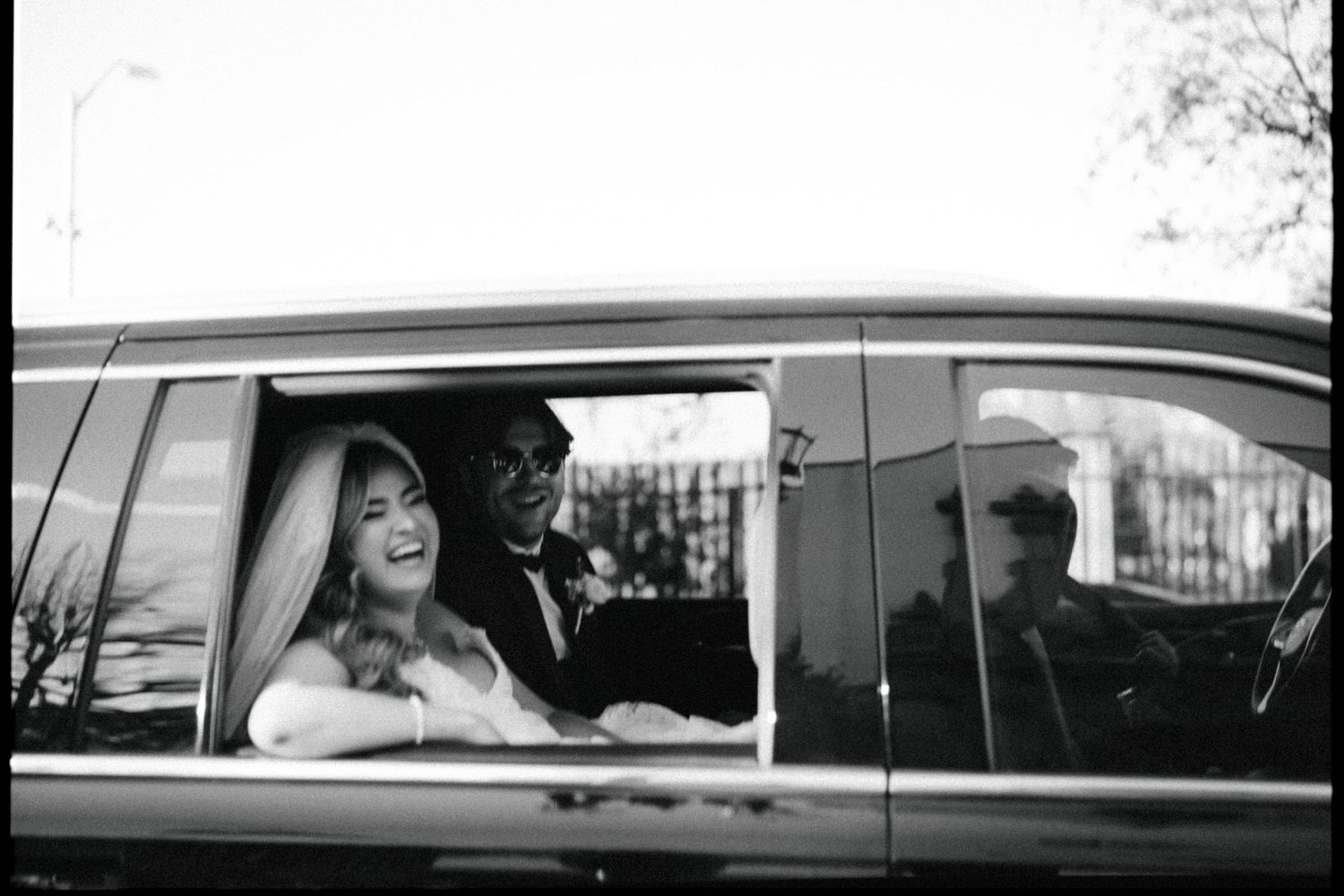 A series of black and white vintage photographs showing people in cars and at social gatherings from the 1950s era. Micro wedding, intention