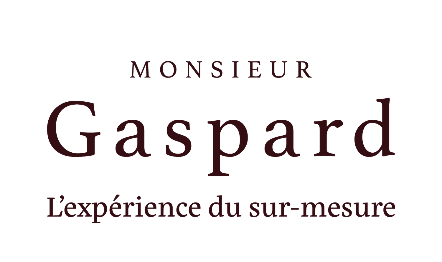 A luxury fashion boutique storefront with elegant signage displaying 'MONSIEUR GASPARD' in dark lettering.