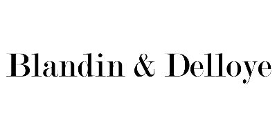 A minimalist black and white logo design for Blandin & Dellove with elegant typography.