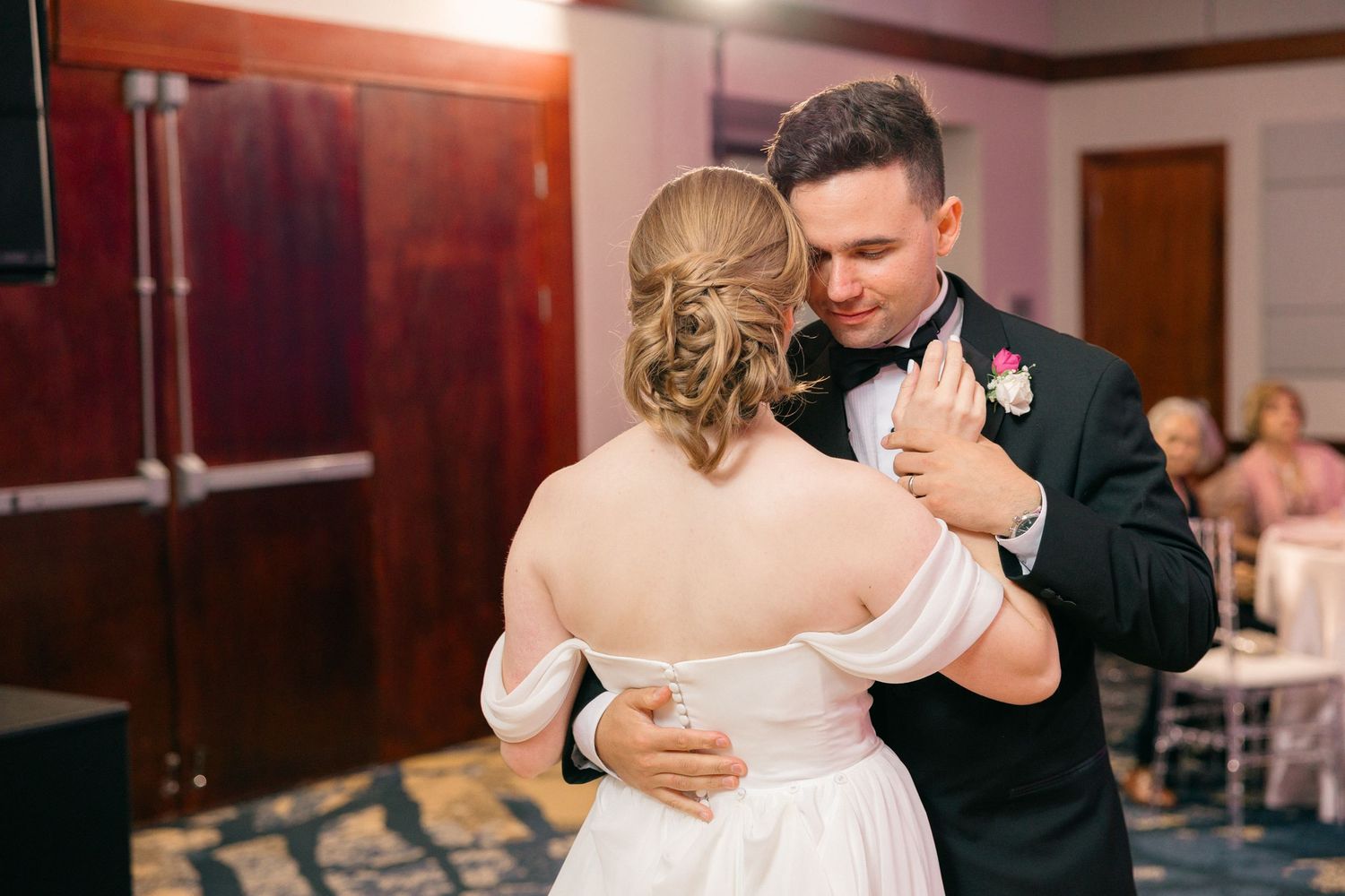 Wedding reception dance captured in a series of intimate moments with warm lighting.