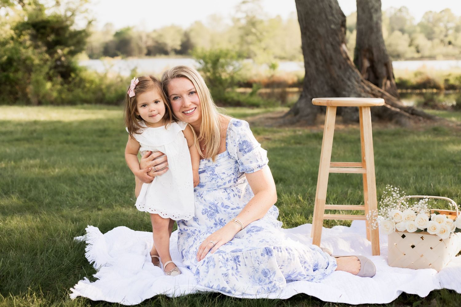 mother and daughter smiling at a photoshoot in haymarket virginia